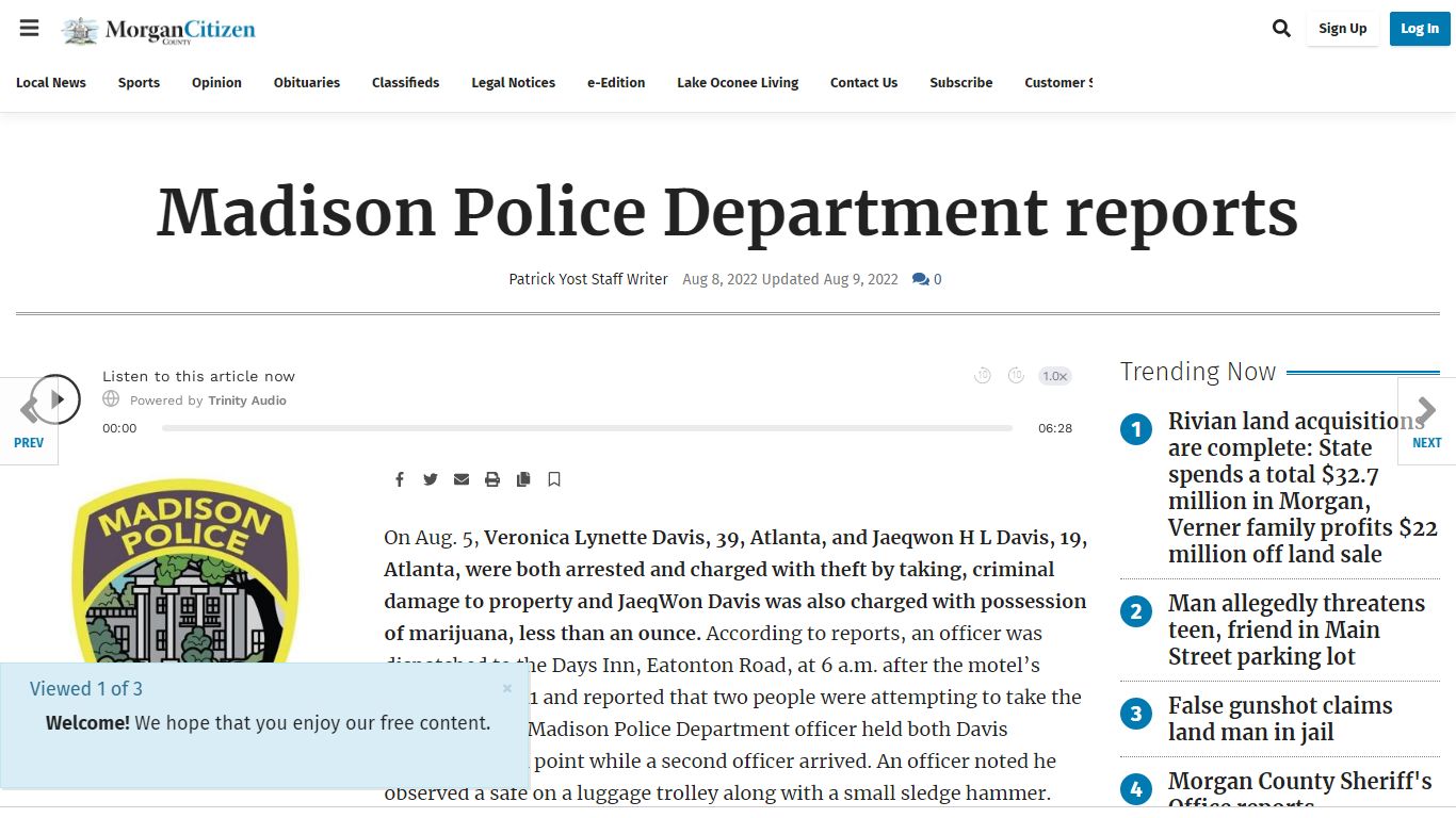 Madison Police Department reports | Police & Fire | morgancountycitizen.com